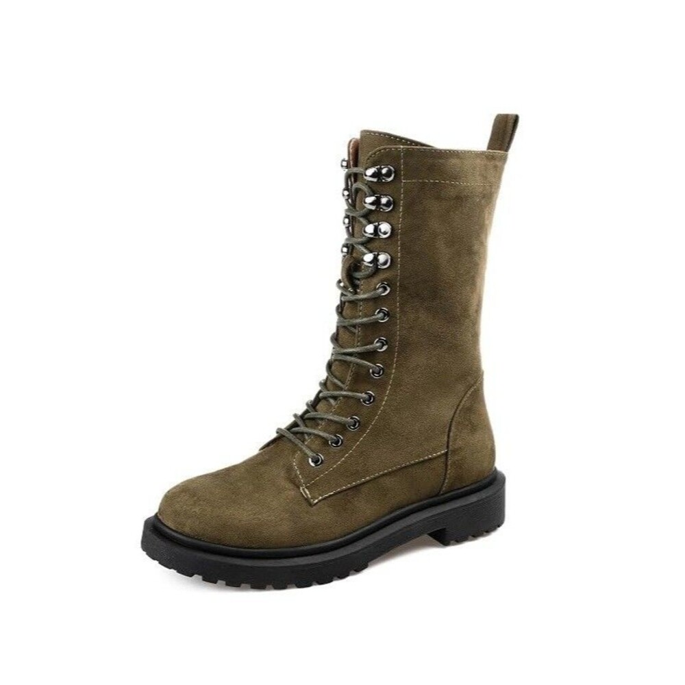 Journee Collection Womens 9.5 M Green Cadee Lace Up Combat Boots NIB JZ4
